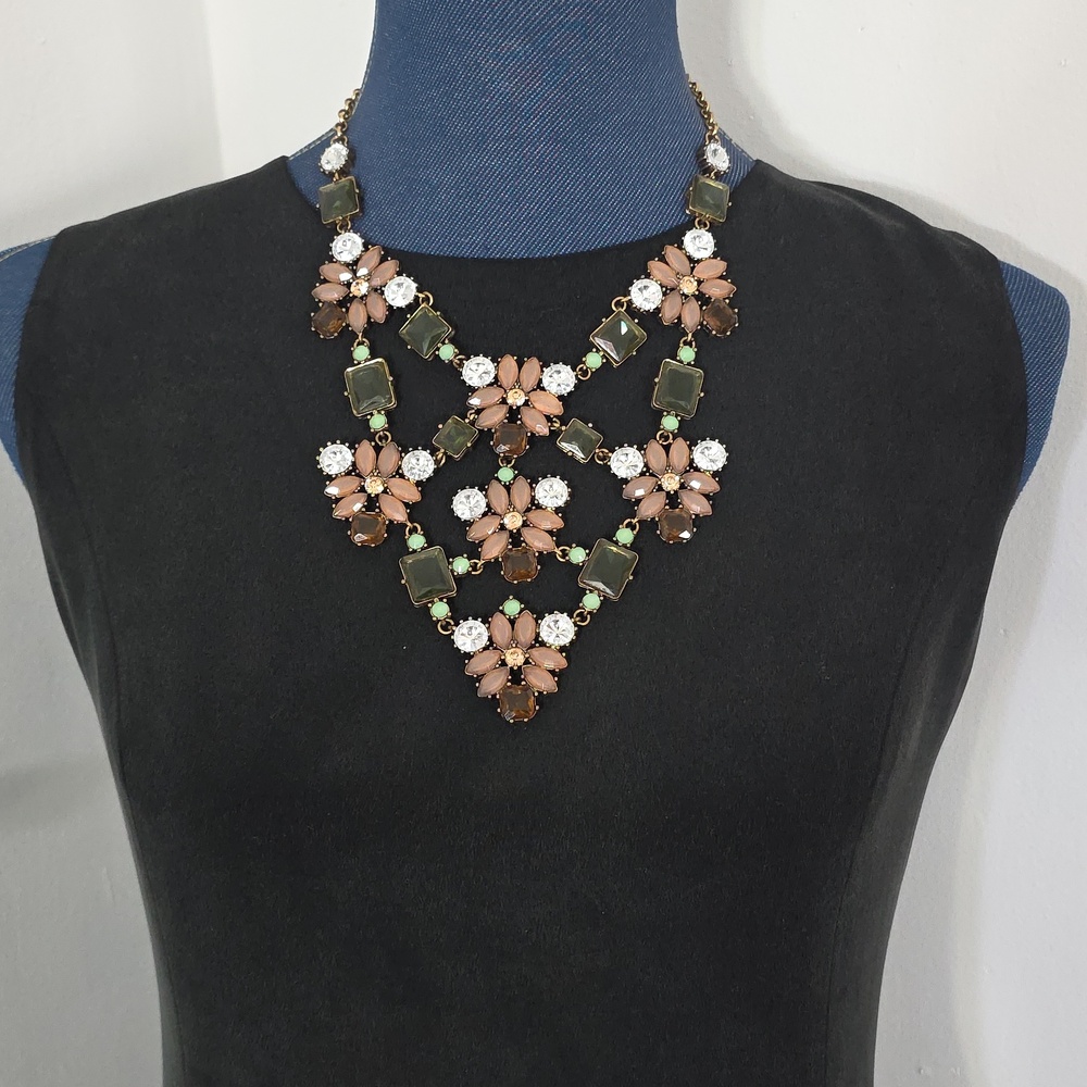 Statement Fleurerette Neutral Tones Bib Necklace - image 3